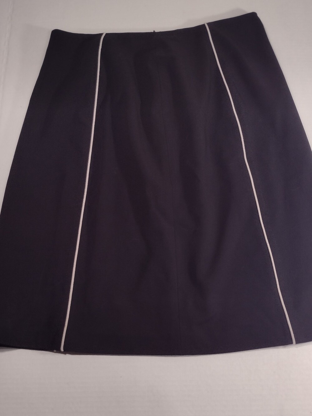 Apostrophe Classic Black A-Line Skirt with Contrast Piping Sz 8 Petite Office